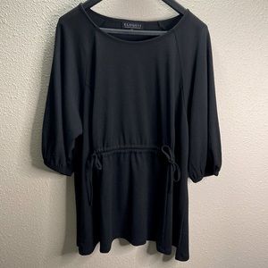 Eloquii Women Black Cinched Waist Front Three-Quarter Sleeve Blouse Size 22